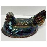 Fenton Carnival Glass Hen on Nest-Nest is Broken