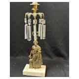 ANTIQUE SOLID BRASS, Marble & Crystal Girandole