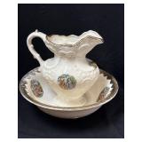Antique George & Martha Washington Pitcher & Wash