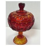 Vtg Amberina Moon and Stars Covered Candy Dish 10