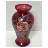 Beautiful 9' Vintage Hand Painted Roses Ruby Red
