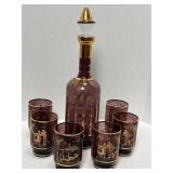 Venetian Decanter Amethyst Morano Glass w/6
