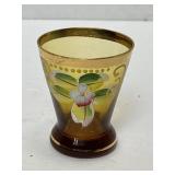 Vintage Bohemian Hand Painted Shot Glass 2 1/2'