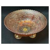 Vintage Fenton Two Flowers Footed Marigold