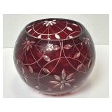 VTG Ruby Red Bohemian Cased Crystal Cut To Clear