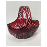 VTG Ruby Red Bohemian Cased Crystal Cut To Clear