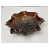 Northwood Carnival Glass Ruffled Edge Bowl 8'