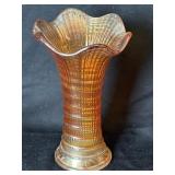Imperial Marigold Carnival Glass Vase 8 1/2'
