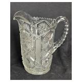 Vintage Clear Pressed Glass Pitcher - Cross Hatch