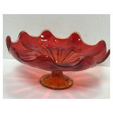 Vintage LE  Smith Glass Amberina Bowl/Dish  4'' x