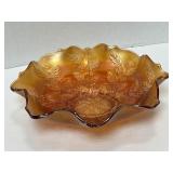 Fenton Marigold Amber Ruffled Top Bowl Holly