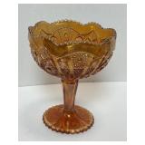 Indiana Marigold Carnival Glass Pedestal Compote