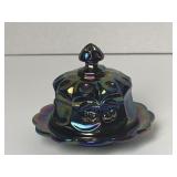 Mosser Carnival Glass Cherry & Cable Butter Dish