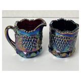 Carnival Glass Grape & Cable Miniature Creamer &