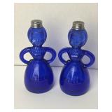 Cobalt Blue Merry Maid Salt & Pepper Shakers 7'