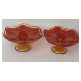 Viking Glass Amberina Candle Holders 5 1/2' x 3'