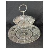 2 Tier Tiara Sandwich Glass Tidbit Serving Tray