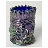 Iridescent Carnival Cobalt Blue Glass Toothpick