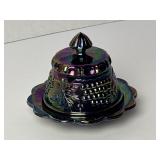 Miniature Northwood Carnival Glass Butter Dish 3'