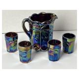Mosser Carnival Glass Cherry & Cable Pitcher 4' &