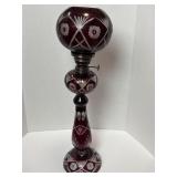 Bohemia Ruby Cut to Clear Oil Lamp 23'