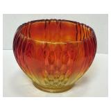 Vintage Amberina Glass Flower Pot Vase 6'