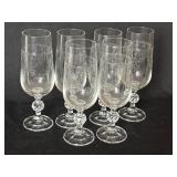 Bohemian Glass Etched Champagne Glasses Set of 6