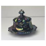 Mosser Carnival Glass Cherry & Cable Butter Dish