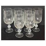 Bohemian Glass Etched Champagne Glasses Set of 6