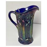 Fenton Marigold Cobalt Carnival Quintec Pitcher -