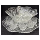 American Brilliant Punch Bowl Set 16 Pieces