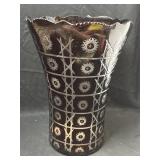 Bohemian Red Cut To Clear Vase 14'