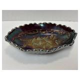 Fenton 1970's Carnival Amethyst Poppy Pickle Dish