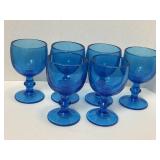 6 Blue Hoffman Wine Glasses