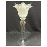 PAIR 13-1/2' CRYSTAL CLEAR CANDLE STICK w FROSTED