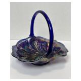 Fenton Carnival Glass Basket 8 1/2'