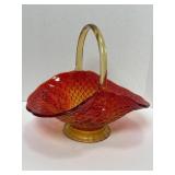 Fenton Red AMBERINA 1950'S Large Glass Diamond