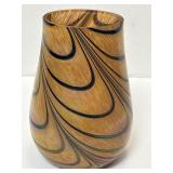 Iridescent Swirl Oil Spot Art Glass Vase 7'