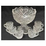 Miniature Punch Bowl 4' & 6 Cups 1 1/2' EAPG
