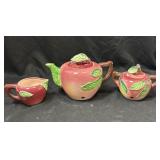 Vintage Ceramic Apple Teapot, Creamer &