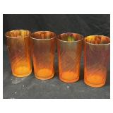 Set 4 Vintage Jeannette Swirl Marigold Iridescent