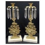 Brass & Marble Candle Holders 16'