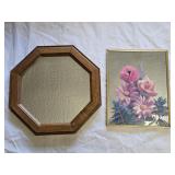 Framed Octagonal Mirror 11"x 11" & Flowers on