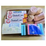 Toothpaste,  Bandages, Scrub Pads & Eye Massager