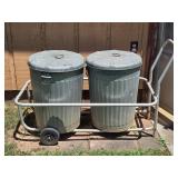 Galvanized Trash Cans & Cart