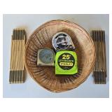 Tape Measures & 9" Wicker Basket