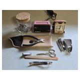 Clocks, Saftey Pins, Pliers & more