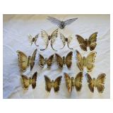 13 Brass Butterflies Wall Decor