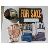 For Sale Sign, Gloves & Hardware Can