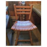 Wood Slat Swiveling Barstool 17ï¿½"W 14ï¿½"D 35"T